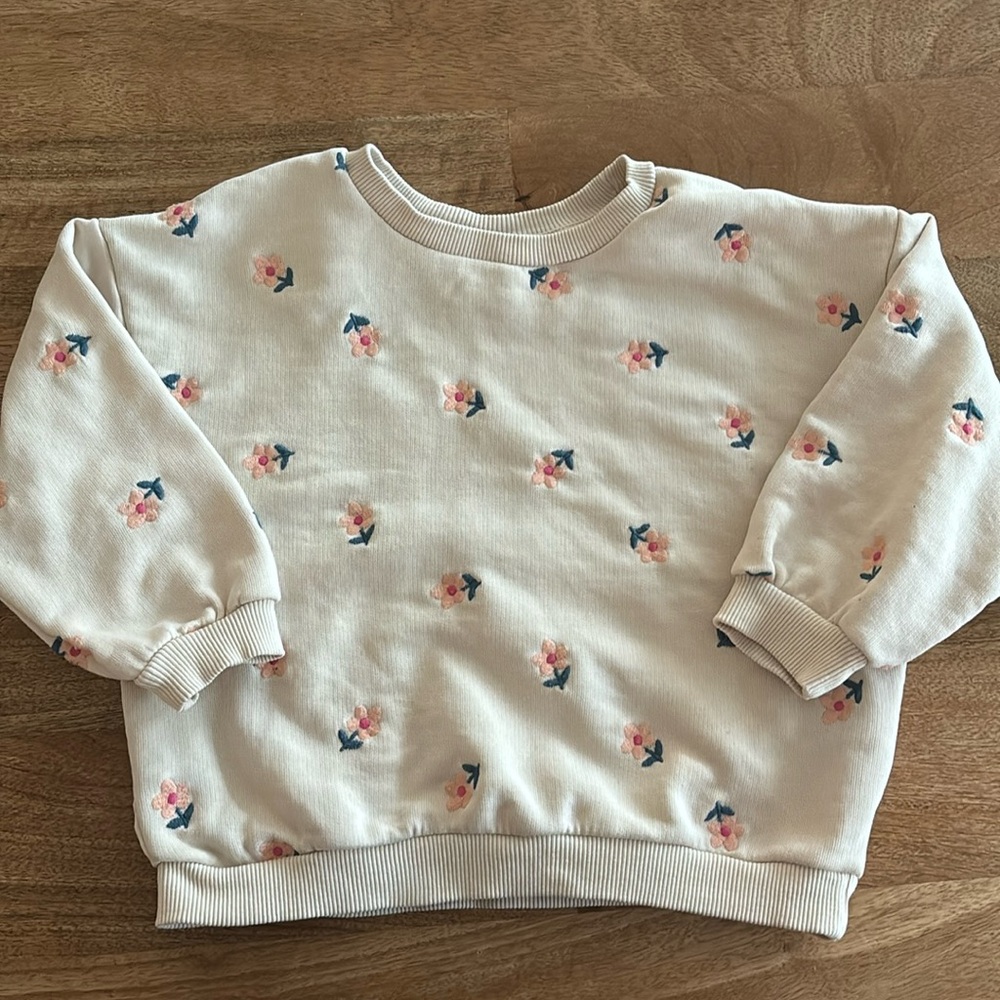 Zara embroidered cream sweater